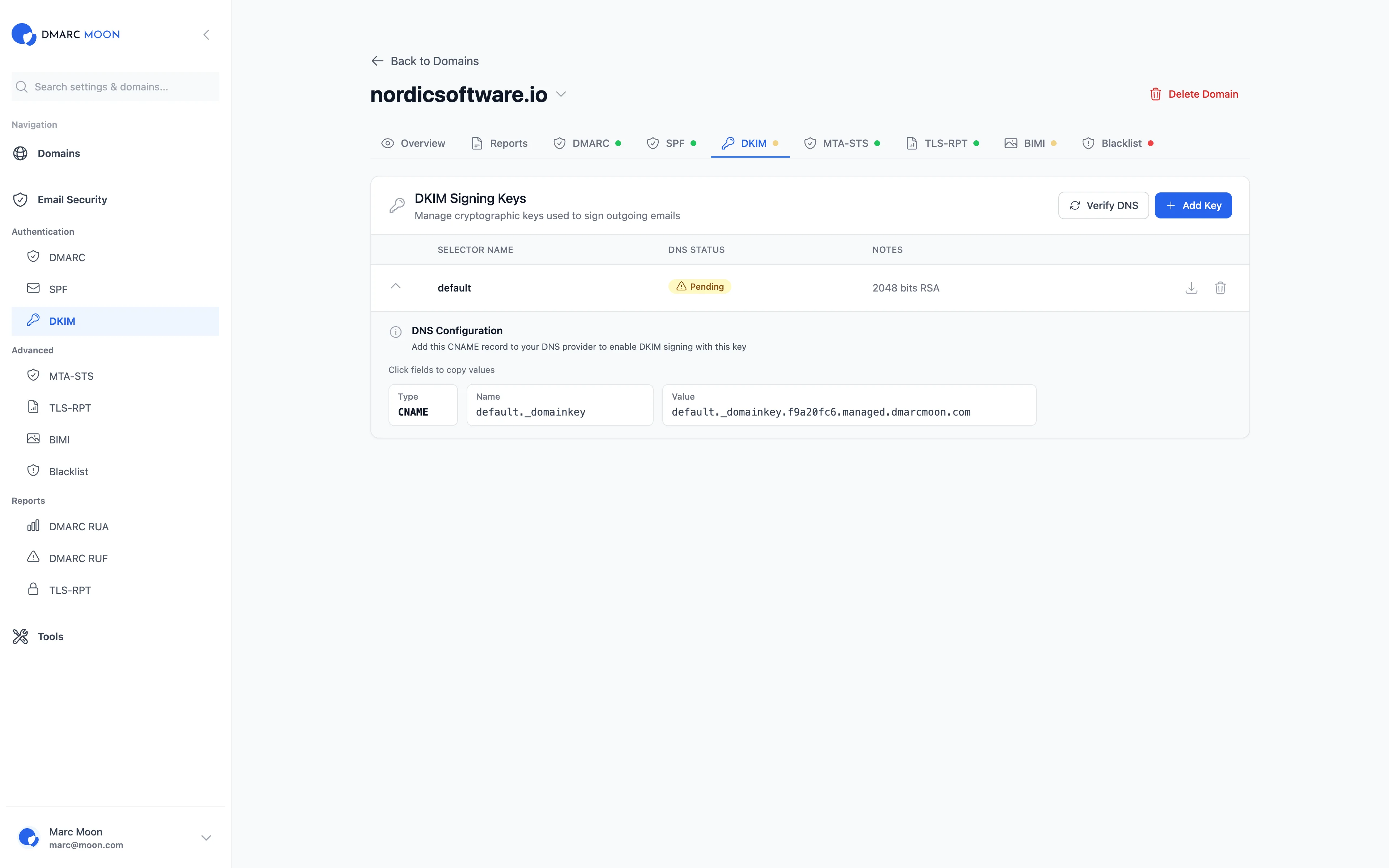 DKIM Signing Keys Configuration