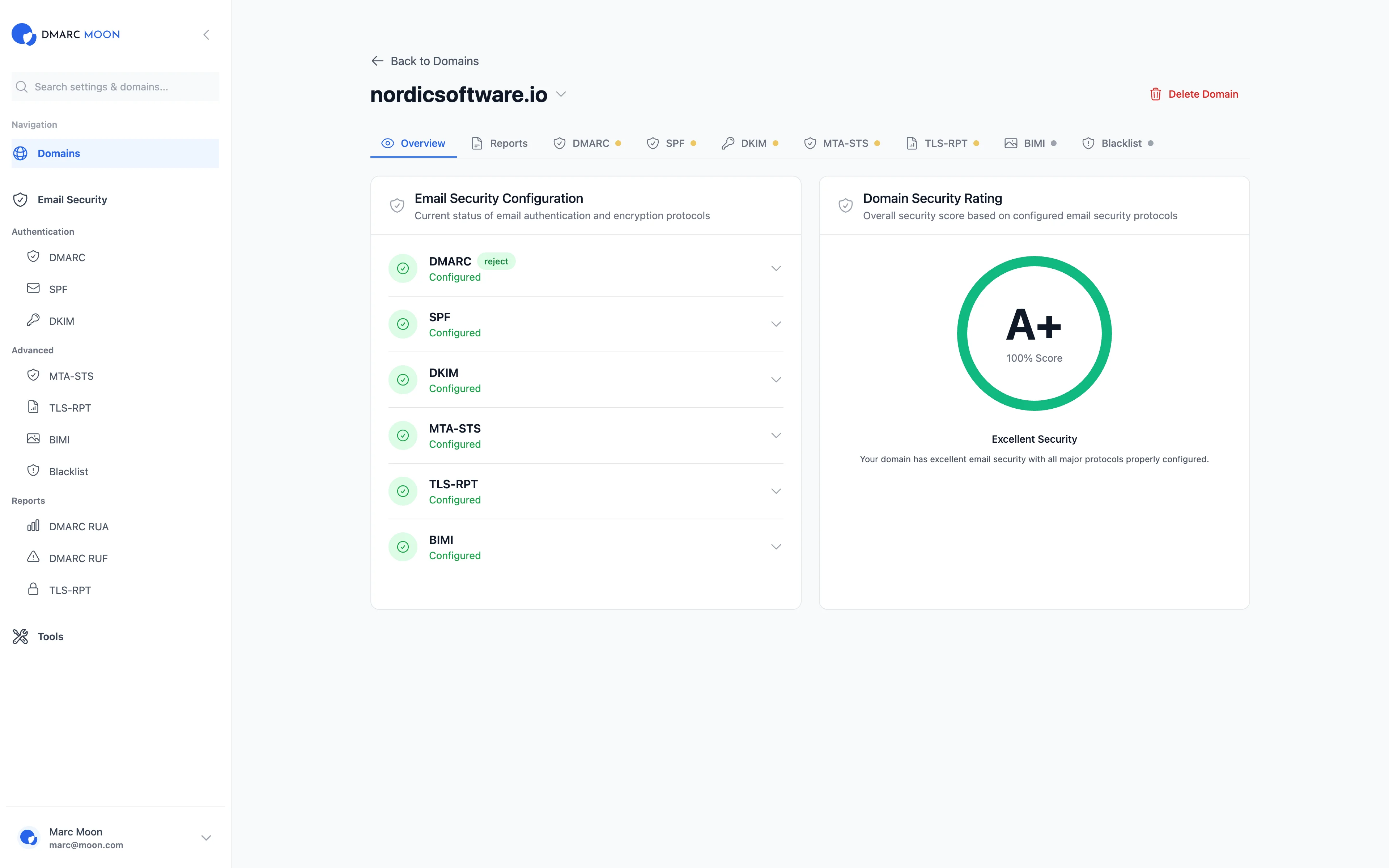 Domain Security Overview with A+ Rating